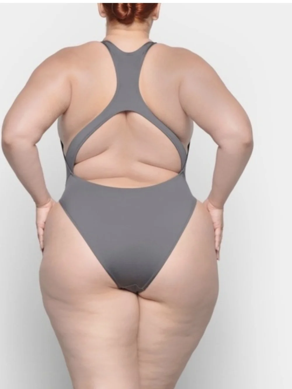 NWT Skims Signature Cutout Monokini One-Piece Swimsuit Gunmetal Size 4X
